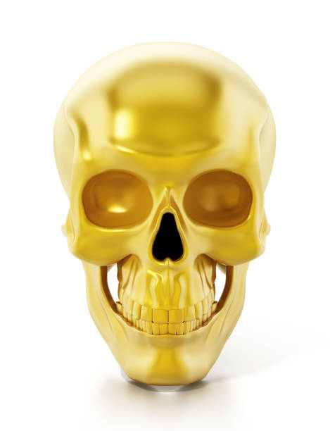 istock Gold human skull isolated on white 1216349357