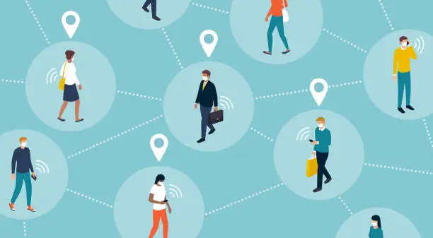 Vector illustration of Tracking coronavirus outbreak and people's location