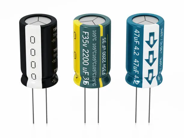 Photo of Generic electric capacitors isolated on white