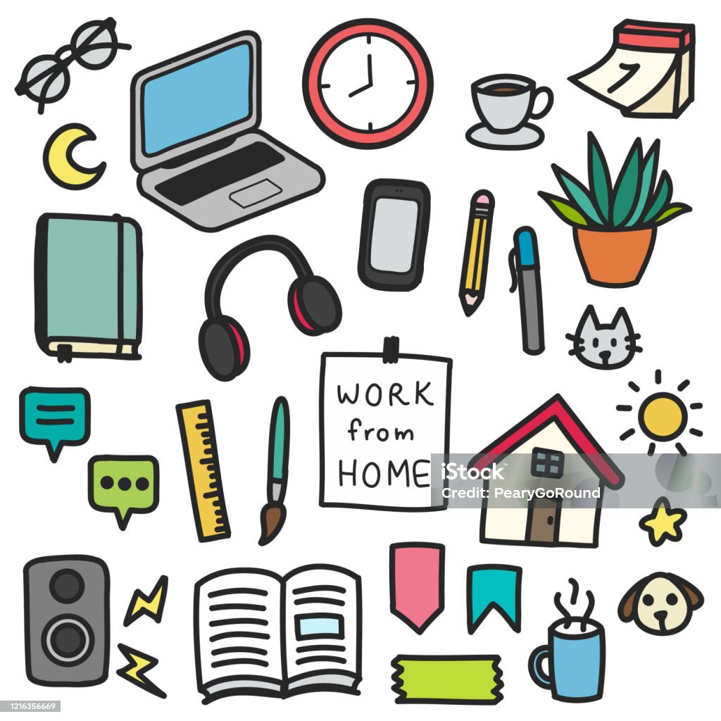 Bộ Hình Vẽ Nguệch Ngoạc Hoạt Hình Dễ Thương Làm Việc Từ Các Biểu ...