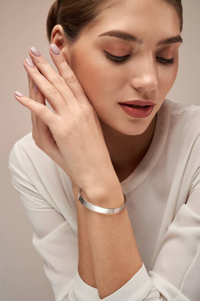 istock Young brunette model demonstrating bracelet. 1216359769