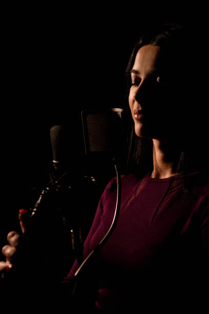 istock Professional musician recording new song in studio. 1216362423