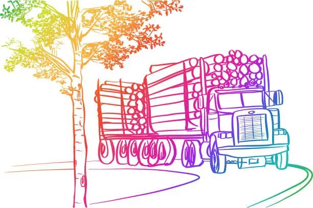 Vector illustration of Logging Transport Rainbow