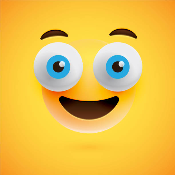 istock Realistic yellow emoticon in front of a yellow background, vector illustration 1216365043