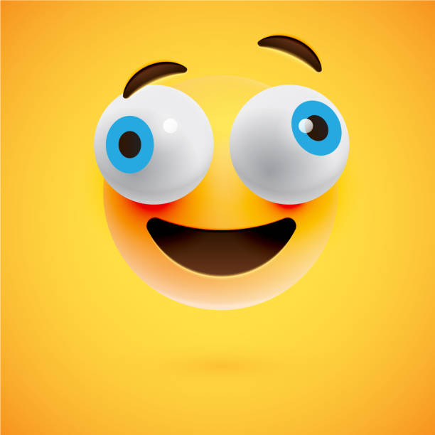 ilustrações de stock, clip art, desenhos animados e ícones de realistic yellow emoticon in front of a yellow background, vector illustration - 13584