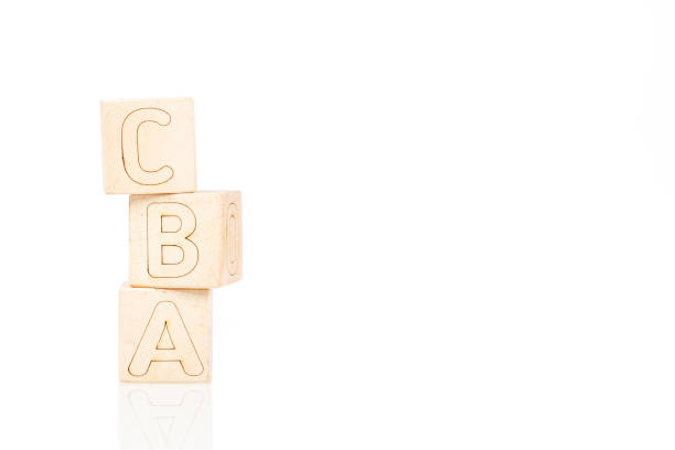 istock Wooden cubes with letters ABC on a white background 1216366570