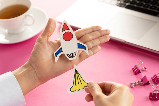 istock Business Person with Startup Rocket 1216370576