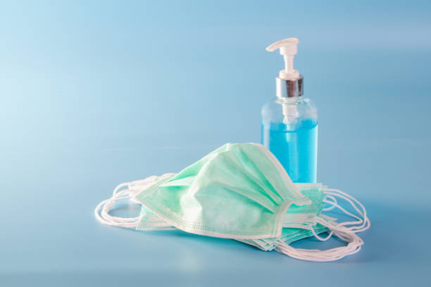 istock Mask, hand wash for cleaning and virus protection 1216379039