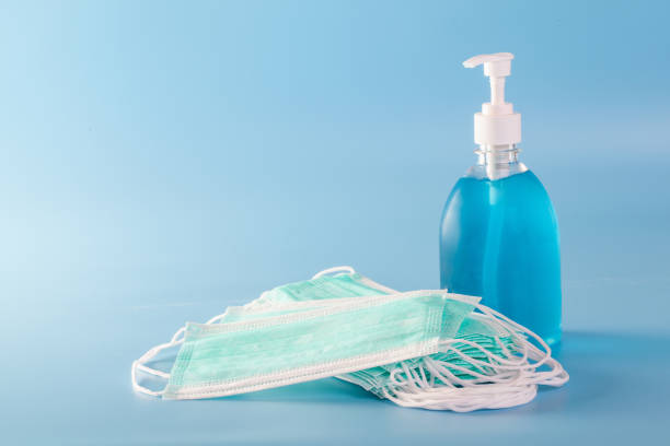istock Mask, hand wash for cleaning and virus protection 1216379184