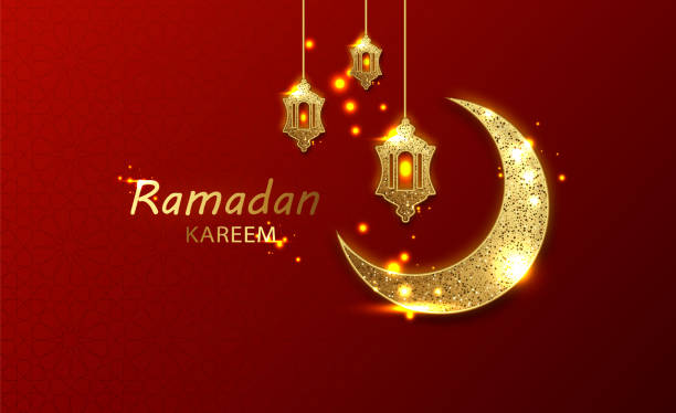 istock Ramadan greeting card on dark background. Arabic Vector illustration. Ramadan Mubarak means Happy Ramadan 1216380961