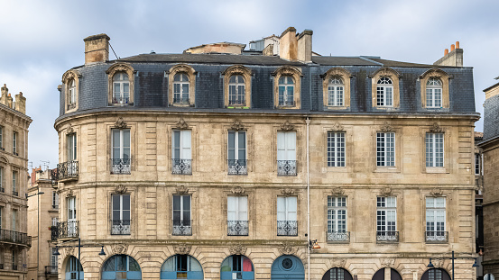 Bordeaux, beautiful french city, typical buildings quai Richelieu