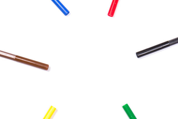 istock Colorful marker pen set on isolated background with clipping path. Vivid highlighter and blank space for your design or montage. 1216383982