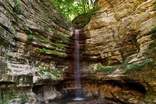 Starved rock with waterfall.