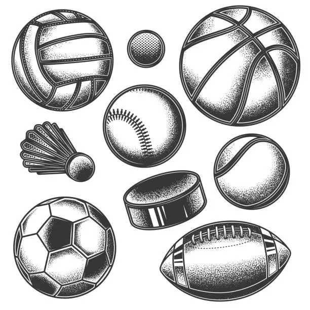 Vector illustration of Original monochrome sports vector set.