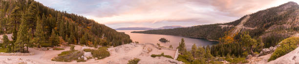 istock Panoramic sunset view from Emerald Bay State Park Lookout on Lake Tahoe 1216390074