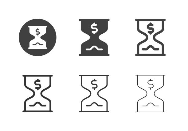 ilustrações de stock, clip art, desenhos animados e ícones de time is money icons - multi series - business stock market stock market data instrument of measurement