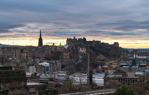 View of Scottish capital,Edinburgh after sunset