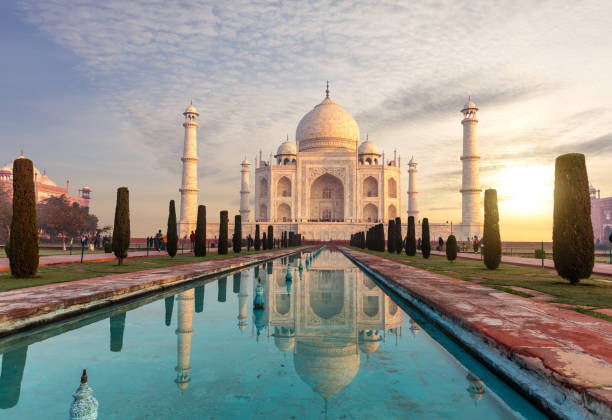 istock Taj Mahal under the sunset clouds, Agra, India 1216398637