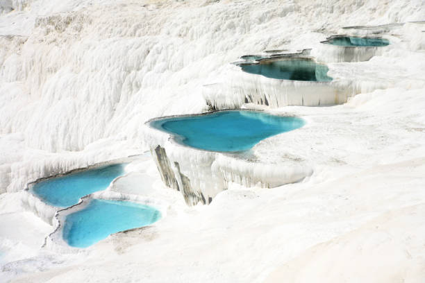 istock Carbonate travertines the natural pools during sunset, Pamukkale, Turkey 1216399109
