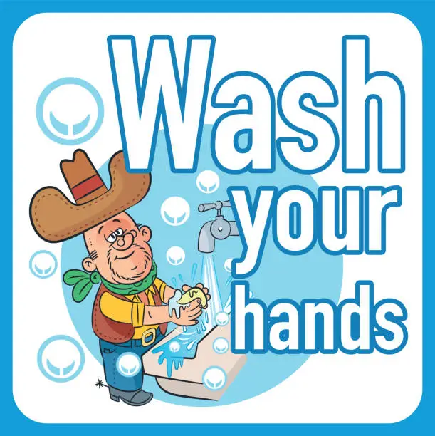 Vector illustration of Man Wash your hands