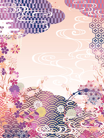 Japanese pattern sakura purple pink background