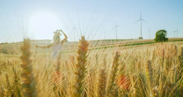 istock Woman walking in wheat field 1216403287