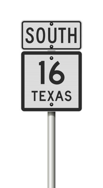 Texas State Highway road sign Vector illustration of the Texas State Highway road sign on metallic pole texas road stock illustrations
