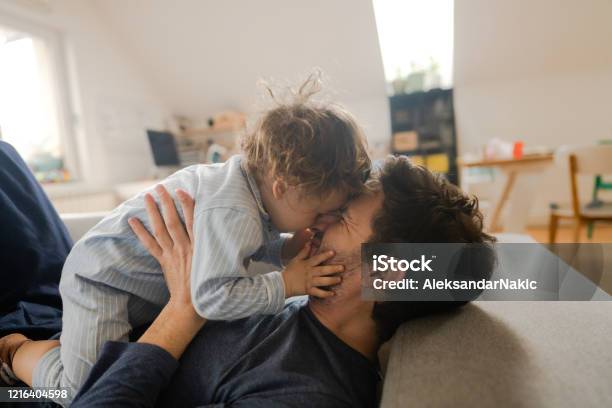 Morning In Our Home Stock Photo - Download Image Now - Father's Day, Father, Baby - Human Age