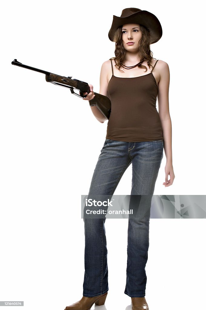 Mädchen und Ihr gun - Lizenzfrei Braun Stock-Foto