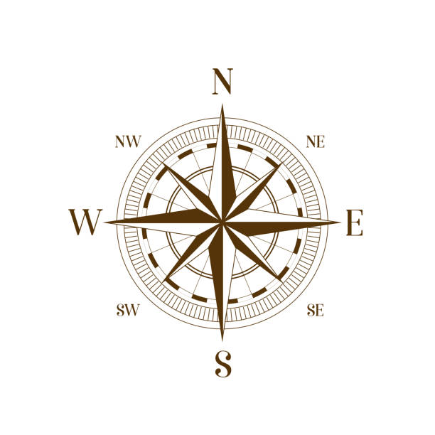 geografia nauki stary kompas izolowane na białym tle. - orienteering stock illustrations