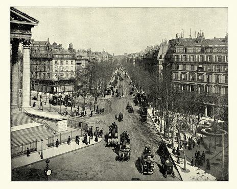 Antique photograph of Boulevard de la Madeleine, Paris 19th Century