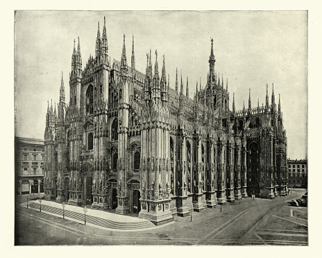 Antique photograph of Milan Cathedral (Duomo di Milano), Italy 19th Century