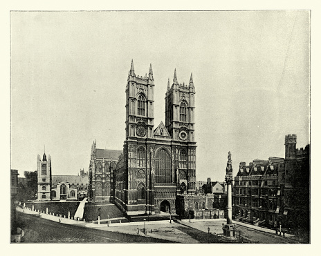 Antique photograph of Westminster Abbey, London 19th Century