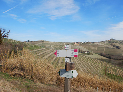 Signage on the Langhe paths, Piedmont - Italy