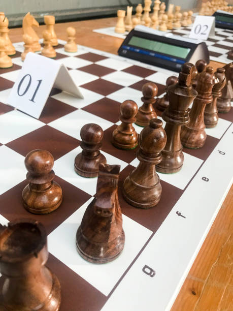 istock Chessboards ready for a chess tournament 1216409325