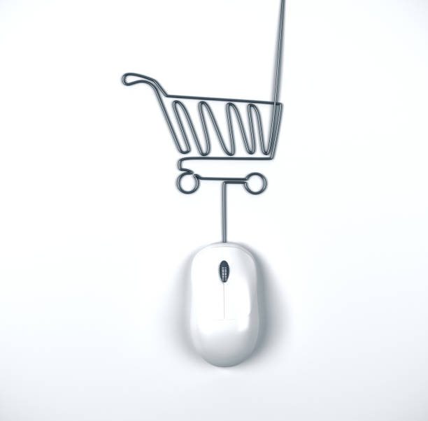 istock Computer mouse and cables in form of trolley 1216409371