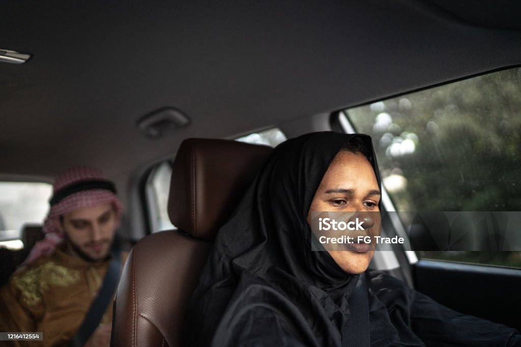 Arab Middle East people at car Kuwait Stock Photo