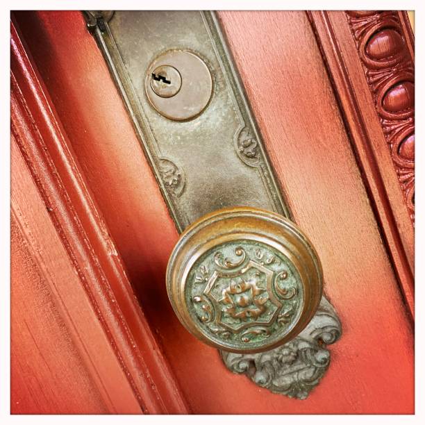 istock Old Red Door Close Up 1216414923