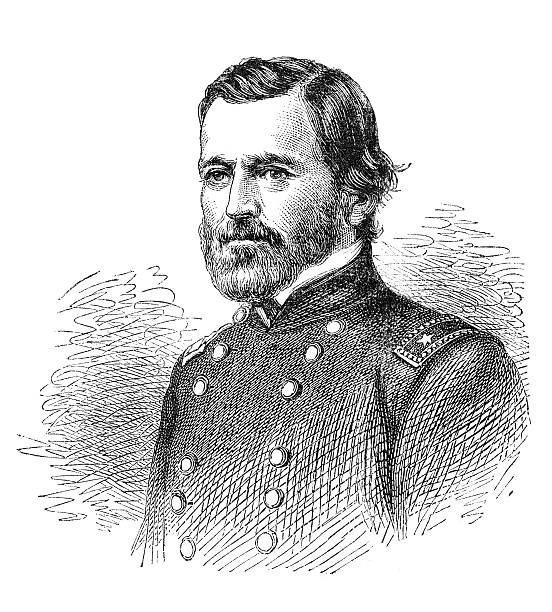 ilustraciones, imágenes clip art, dibujos animados e iconos de stock de al general grant - civil war general engraving men
