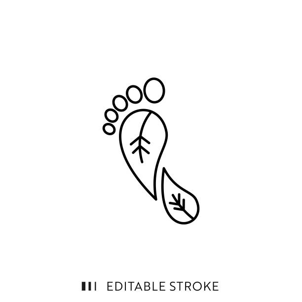 Carbon Footprint Line Icon with Editable Stroke and Pixel Perfect. Carbon Footprint Single Icon with Editable Stroke and Pixel Perfect. carbon footprint stock illustrations