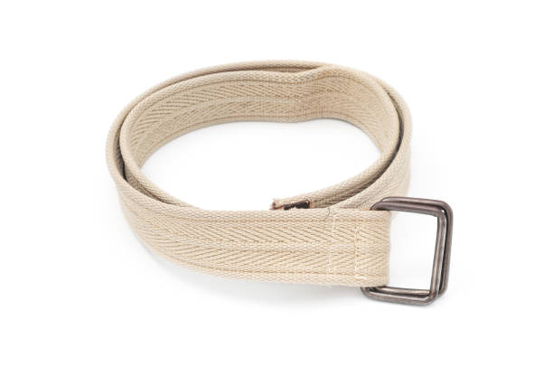istock Old belt close up on white background 1216424906