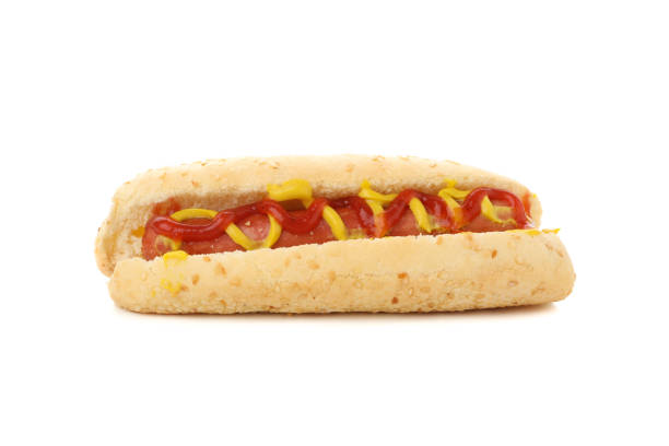istock Tasty hot dog isolated on white background 1216426589