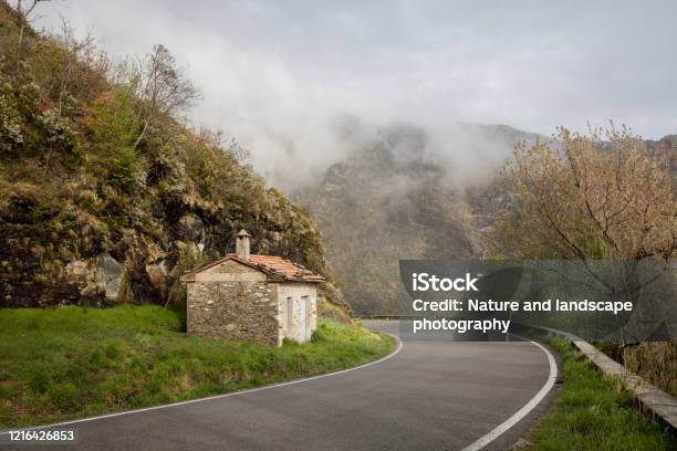 Toscany In The Mist A Road Going Around The Bend Towards The Mist Stock Photo - Download Image Now