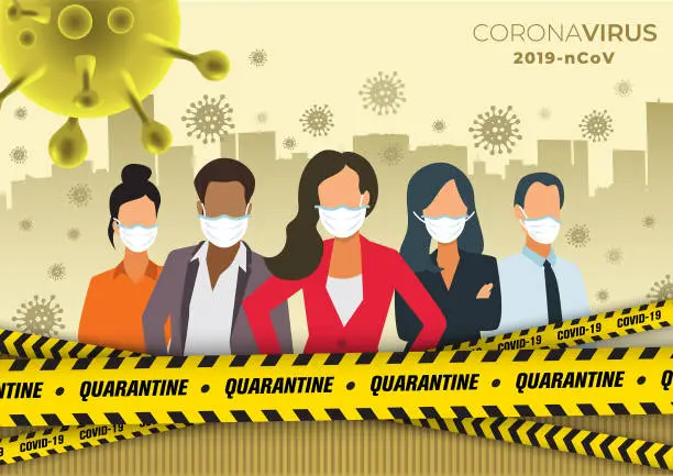 Vector illustration of People, virus outbreak and quarantine