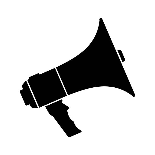 Black silhouette of a megaphone on a white background. Isolated object Black silhouette of a megaphone on a white background. Isolated object. Vector illustration megaphone silhouettes stock illustrations