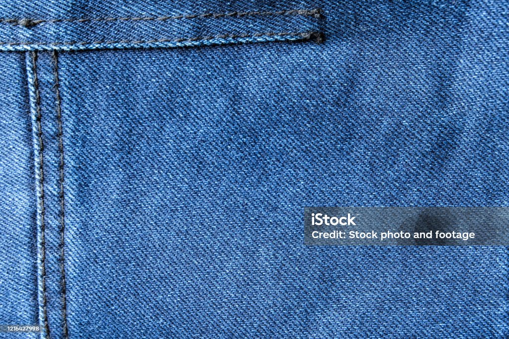 Selective Focus Blue Jean Denim Top View Up Shot To The Detail Of Fabric Textile Material And Cotton Patter Tough And Durable Garment Style For Background Or Wallpaper With Copy Space