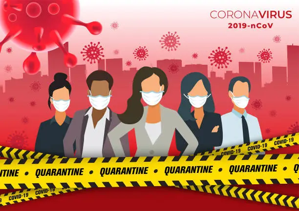 Vector illustration of People, virus outbreak and quarantine