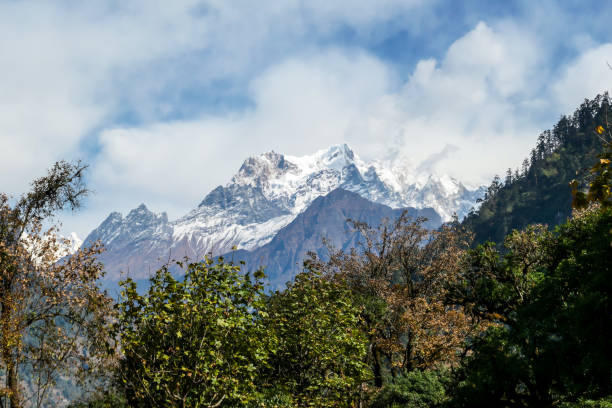 istock Chame - A distant view on barren slopes of Himalayas 1216429520