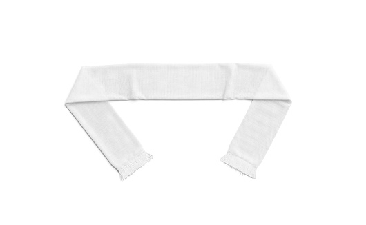 Blank white knitted soccer scarf mock up, top view