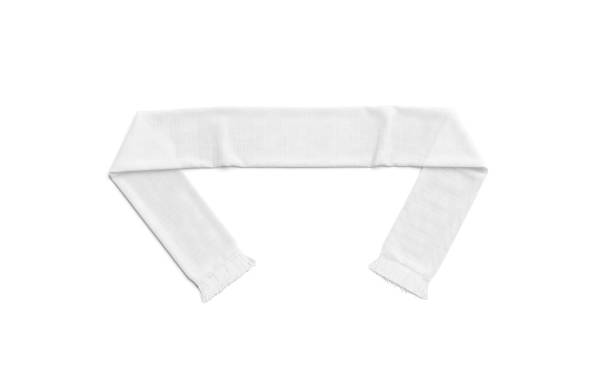 Blank white knitted soccer scarf mock up, top view Blank white knitted soccer scarf mock up, top view, 3d rendering. Empty cloth flag or banner for rooter uniform mockup, isolated. Clear fotball aficionado neckerchief mokcup template. scarf stock pictures, royalty-free photos & images